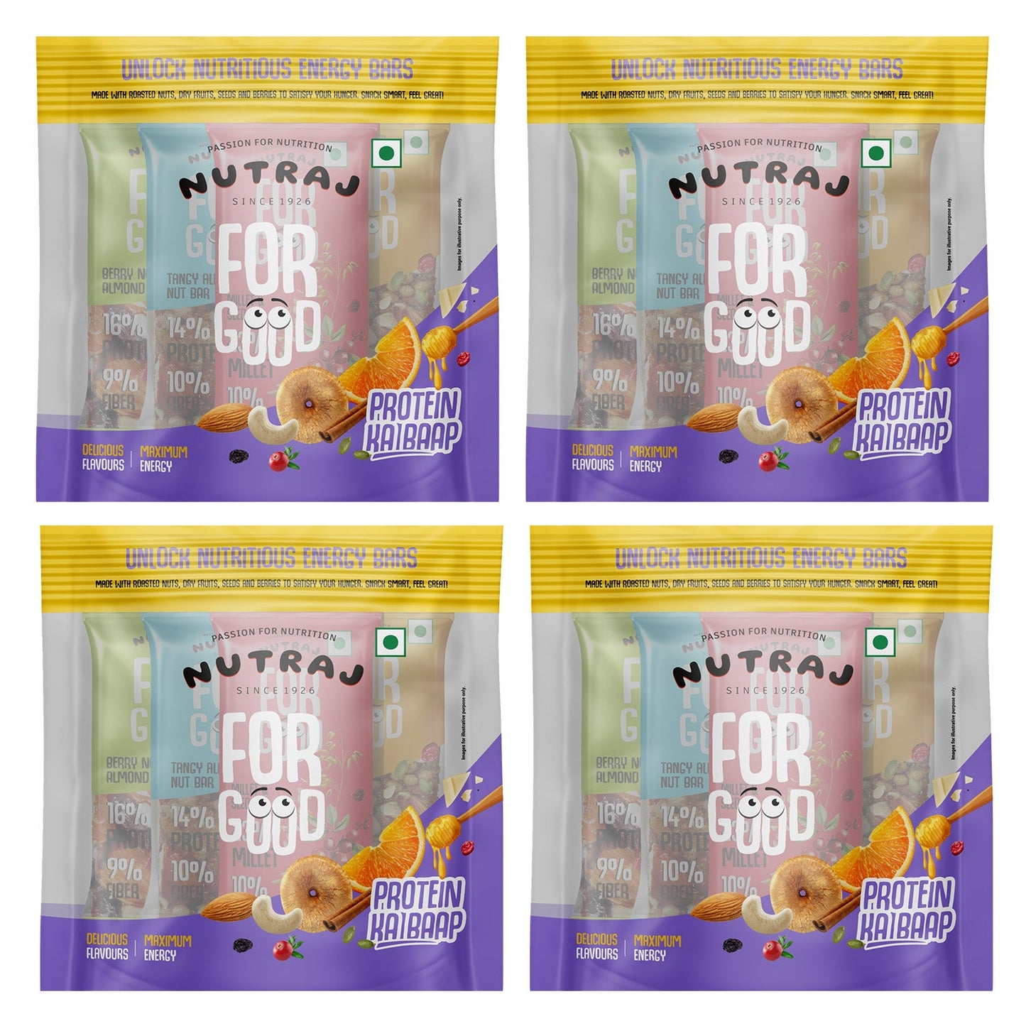 Nutraj For Good Daily Nutrition Protein Energy Nut Bar 100g (25g x 4 Bars)