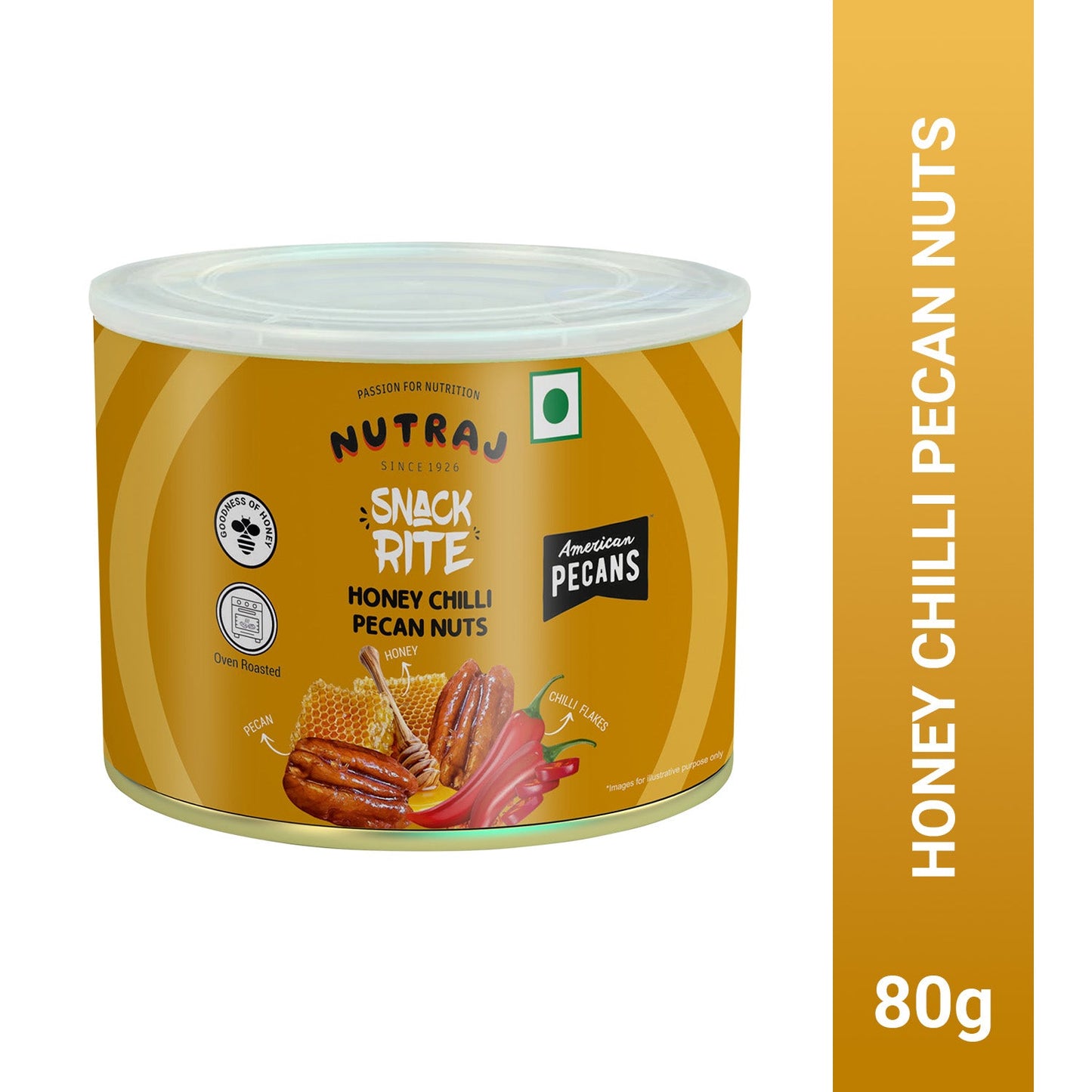 Nutraj Snackrite Honey Chilli Pecan Nuts 80 g Tin