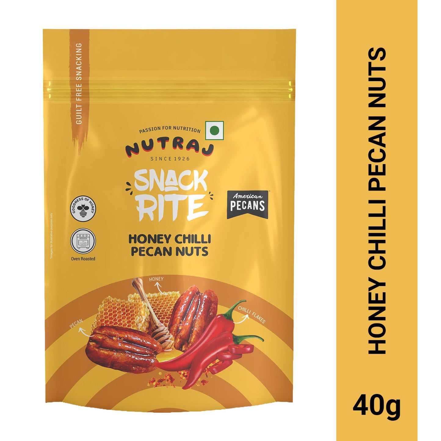 Nutraj Snackrite Honey Chilli Pecan Nuts 40 g Pouch