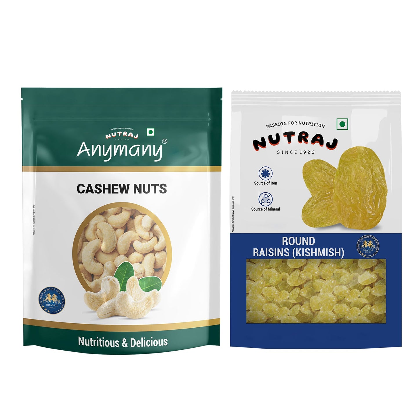 Nutraj Dry Fruits Combo 1 Kg - Cashews and Round Raisins 500g each