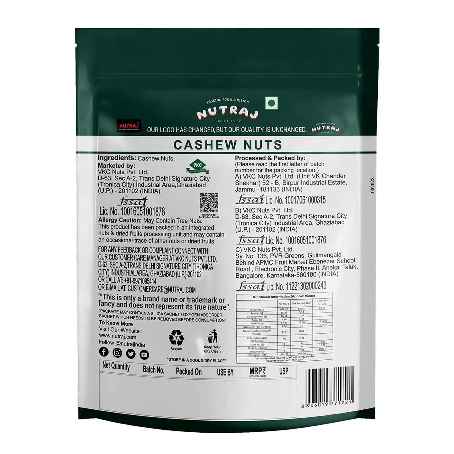 Nutraj Dry Fruits Combo 1 Kg - Cashews and Round Raisins 500g each