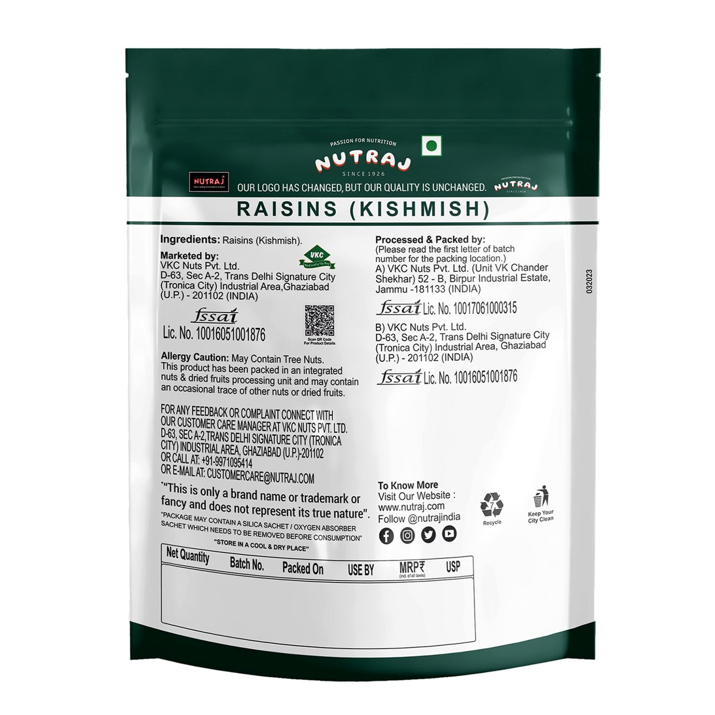 Nutraj Dry Fruits Combo 1 Kg - Cashews and Raisins 500g each