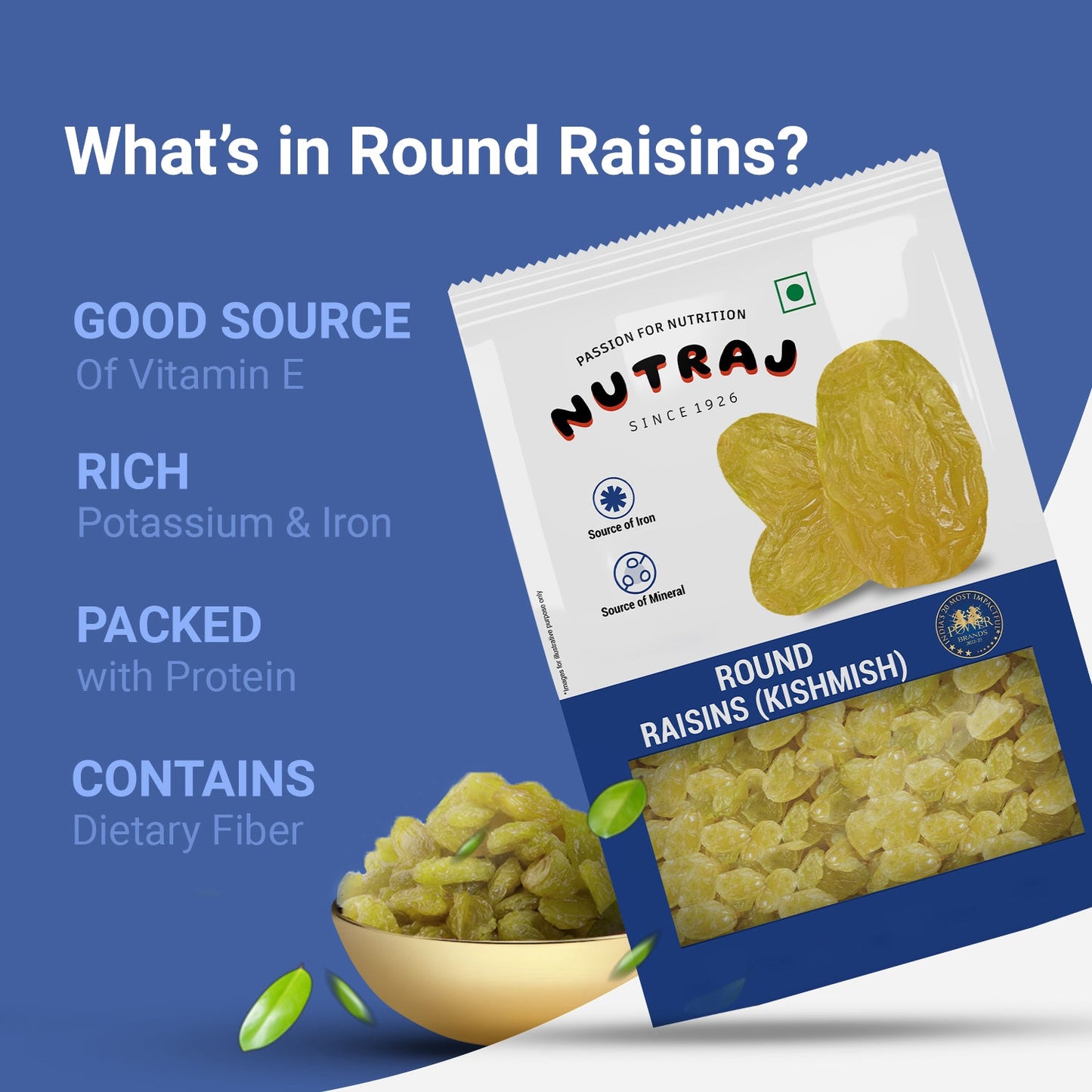 Nutraj Dry Fruits Combo 1 Kg - Cashews and Round Raisins 500g each