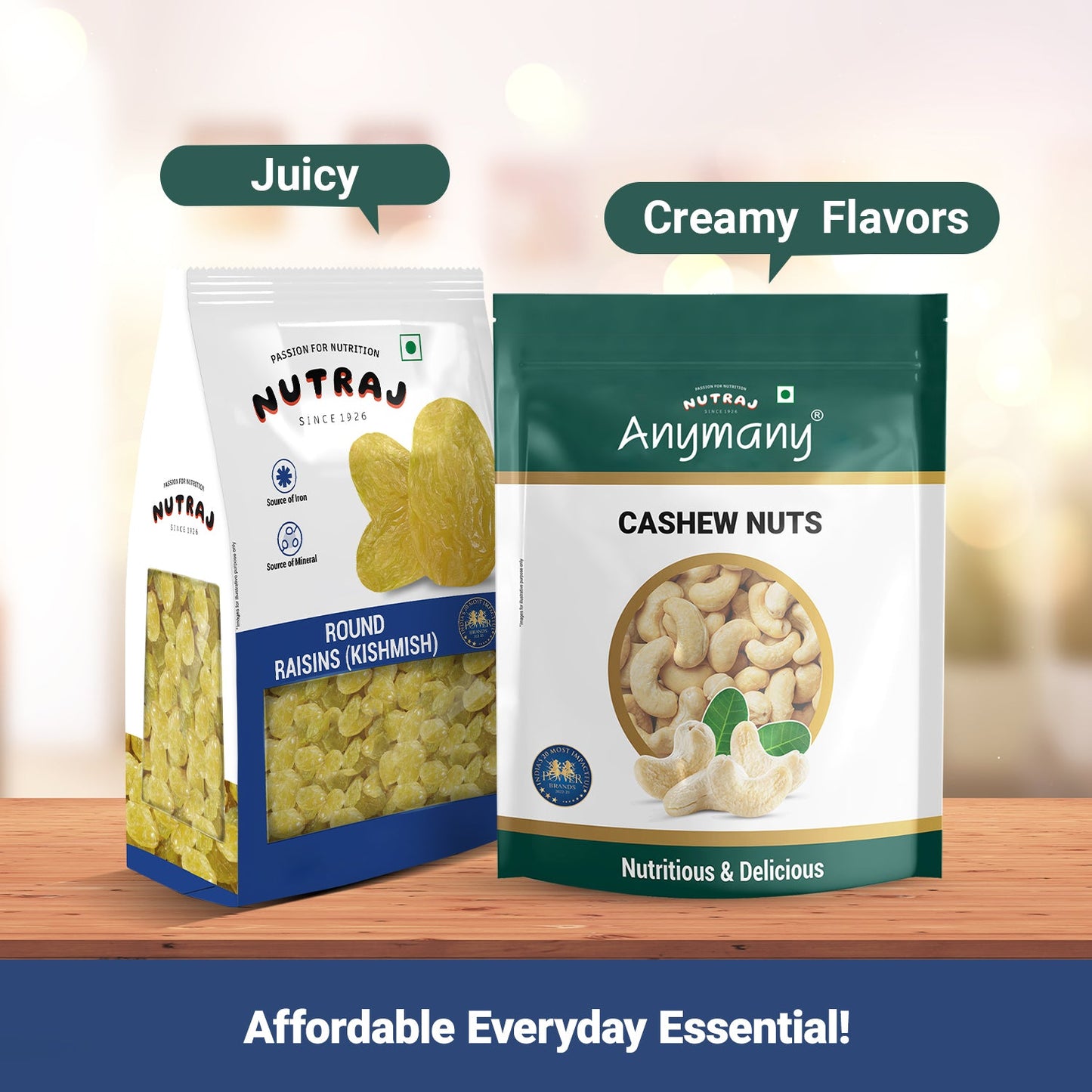 Nutraj Dry Fruits Combo 1 Kg - Cashews and Round Raisins 500g each