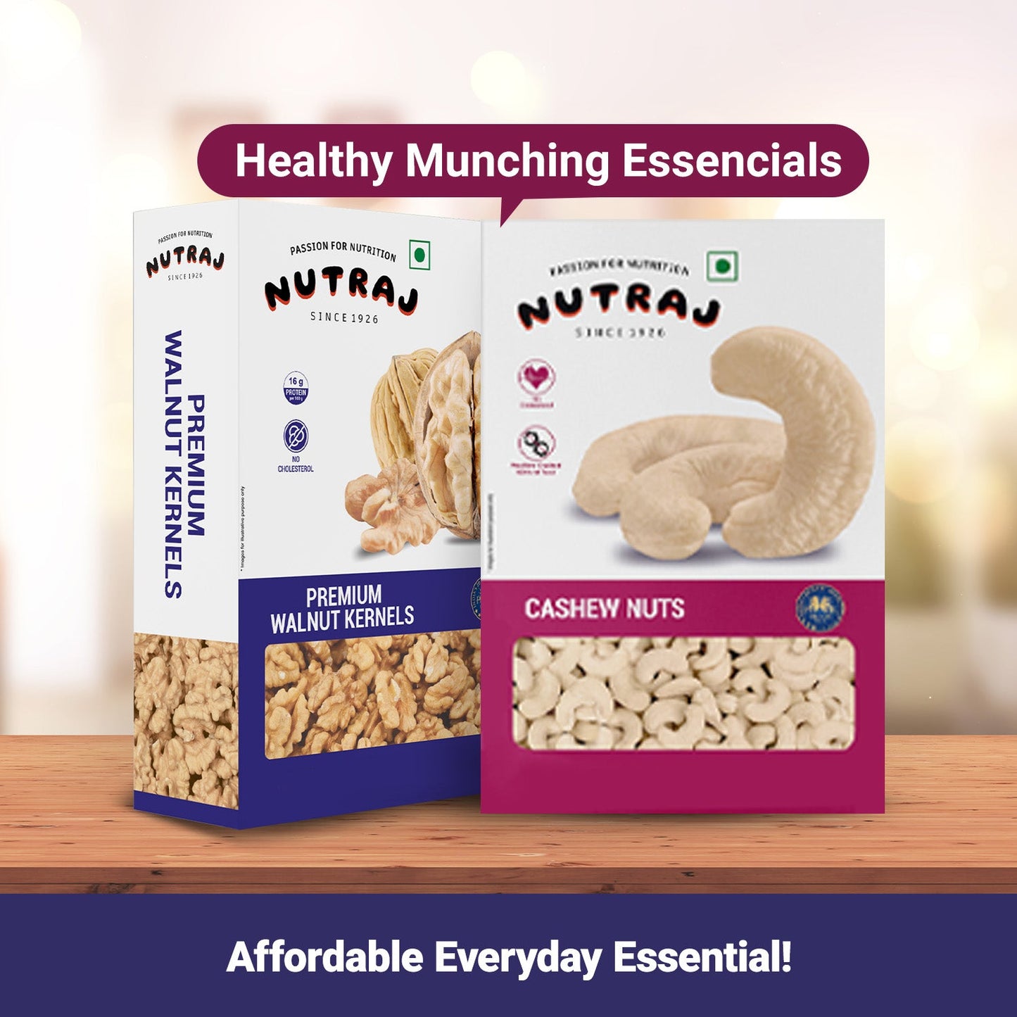 Nutraj Dry Fruits Combo 400g – Cashew Nuts and Walnut Kernels  200g Each