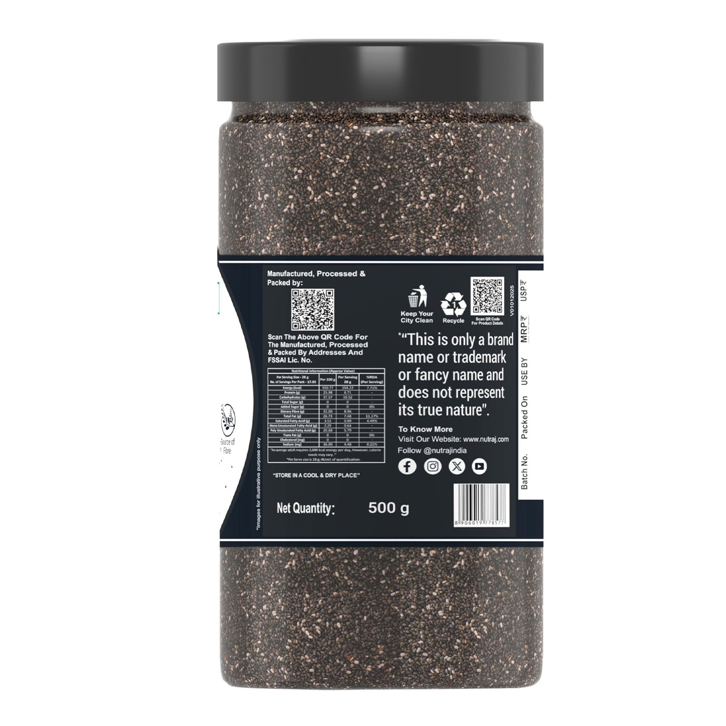 Nutraj Chia Seeds 500g Jar