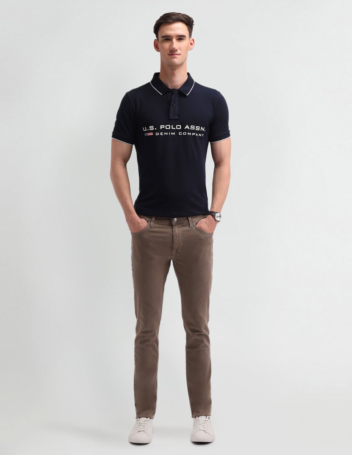 Brand Printed Cotton Polo Shirt