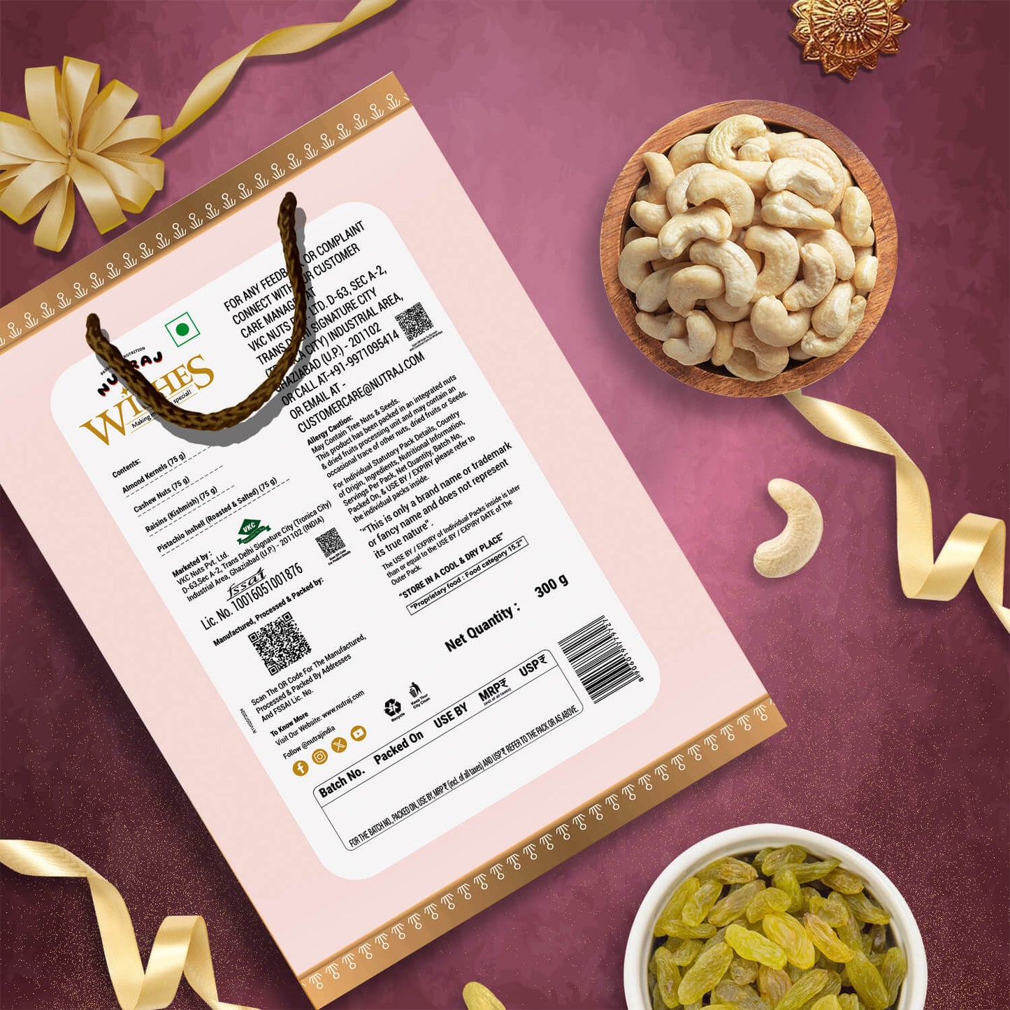 Nutraj Wishes Nutty Celebration Diwali Gift Box 300g | GB - 62