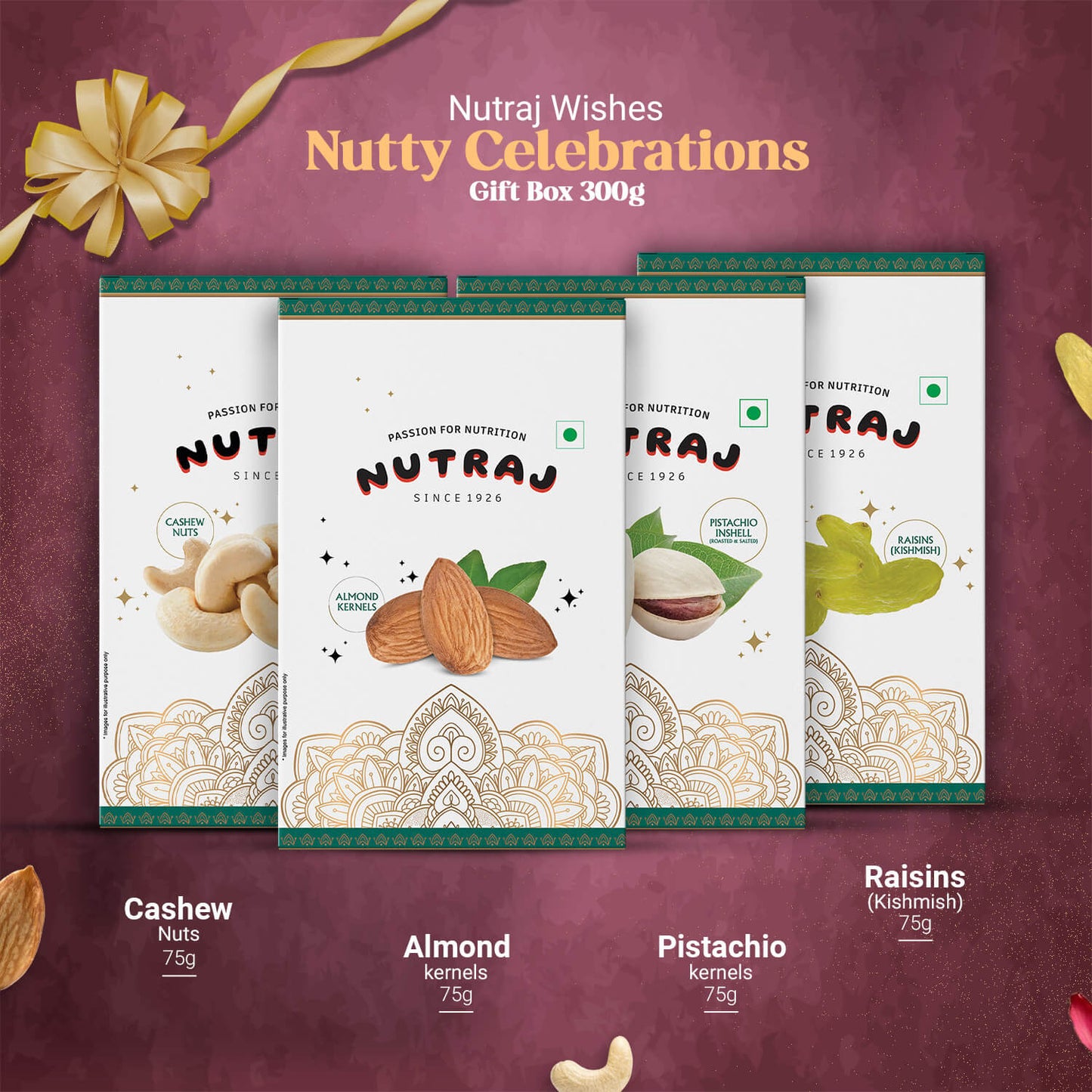 Nutraj Wishes Nutty Celebration Diwali Gift Box 300g | GB - 62