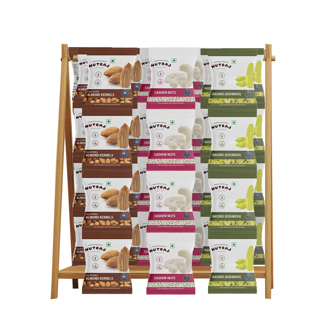 Nutraj Dry Fruit Ladi Packs (Almond, Cashew, Raisin) (Each Pack 15g x 10) 3 Ladi – 450gm