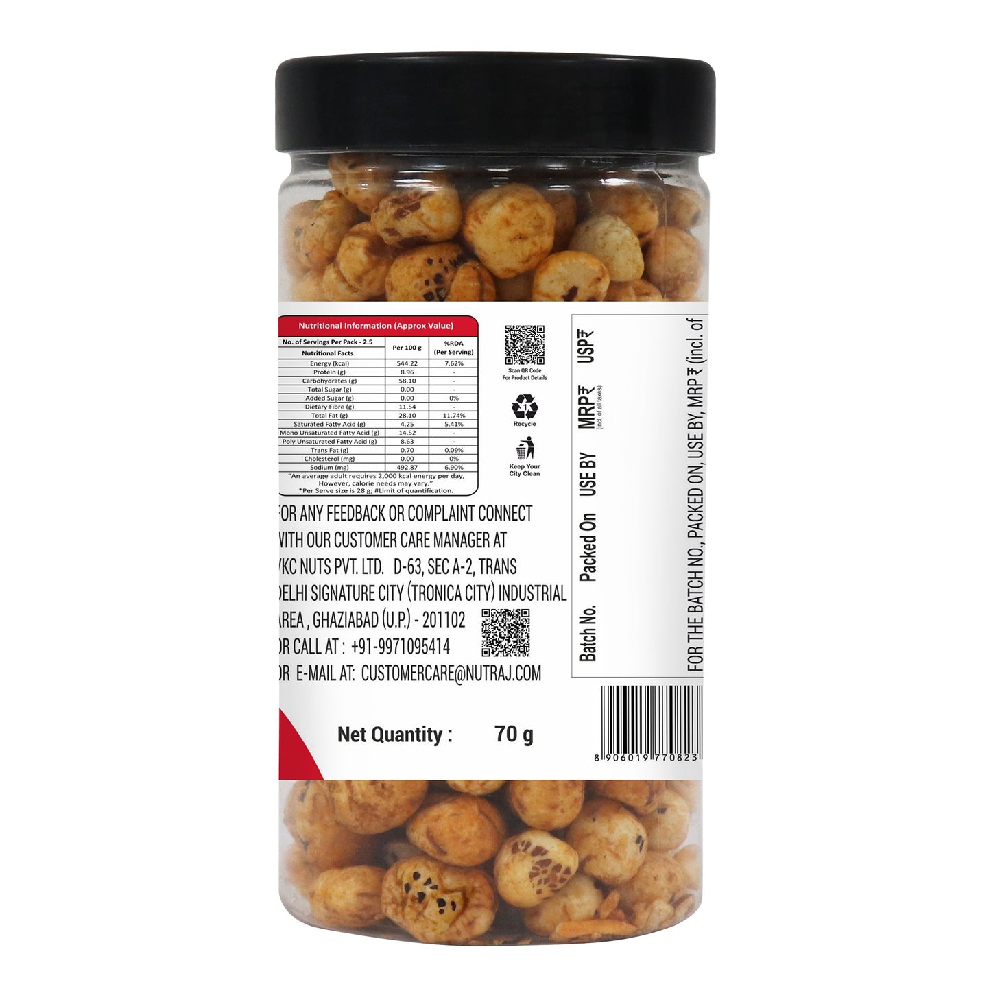 Nutraj Snackrite Makhana Peri Peri 70g