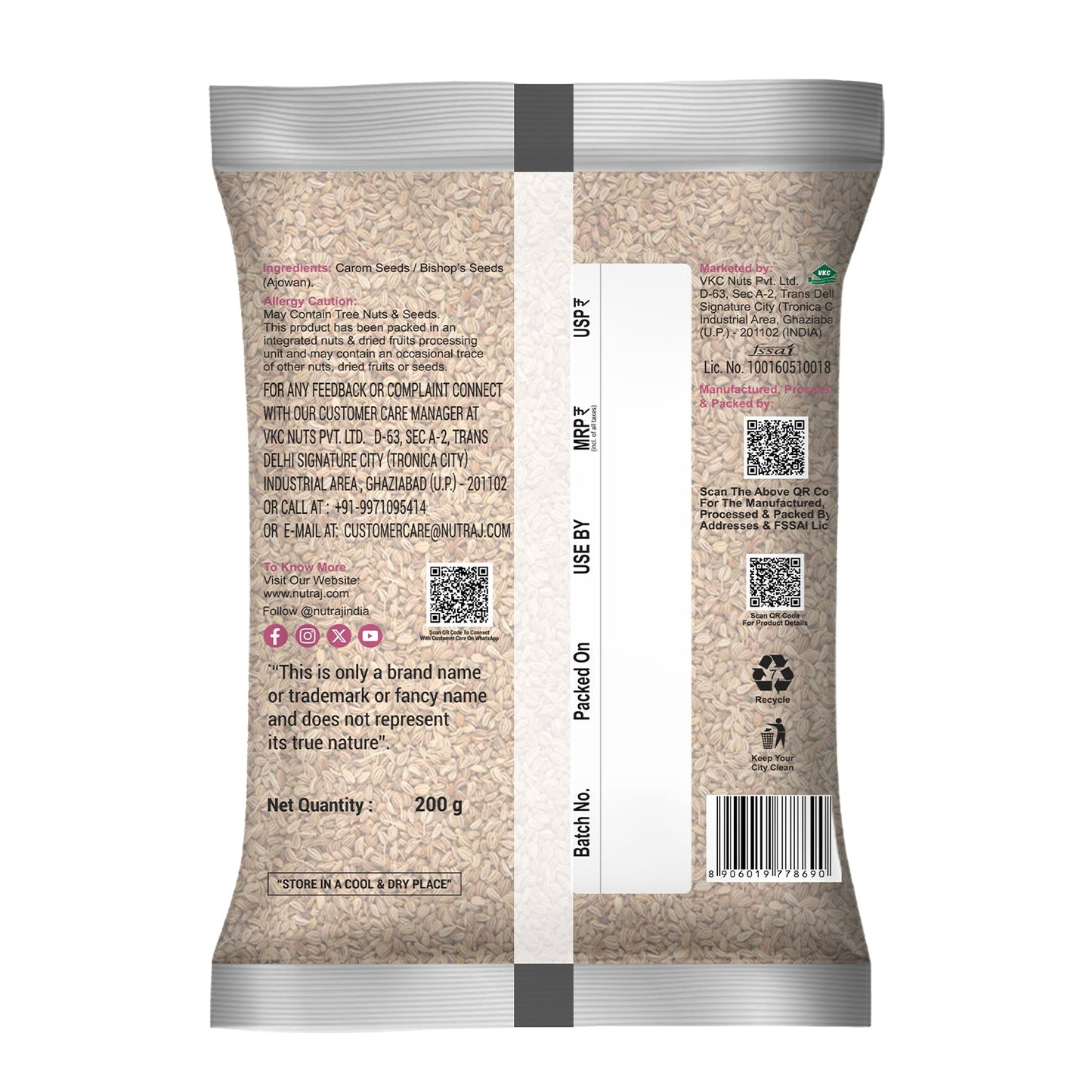 Nutraj Ajwain (Bishop's Seeds) 200g